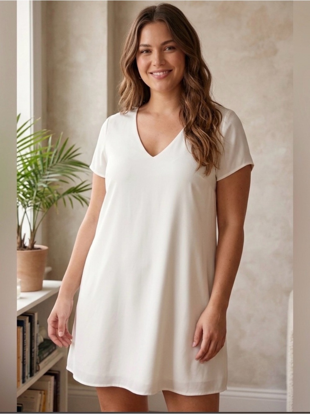 Lulu's Ivory V-Neck Short Sleeve Tee